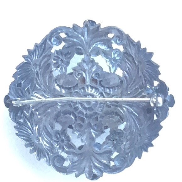 ANTIQUE PASTE BROOCH PIN TURQUOISE SILVER GOOD CND - Picture 3 of 5